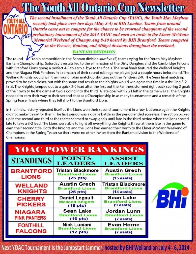 YAOC Bantam Newsletter 2014